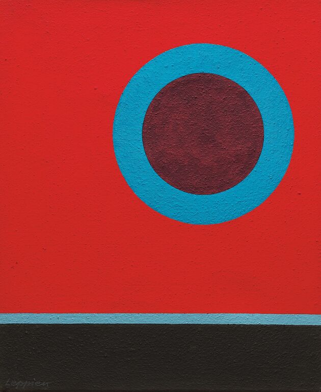 Jean Leppien, 968 XLIX. Purpurblaues Nordlicht auf Rot, 1968, Öl auf Leinwand, Foto Olaf Nagel, © VG Bild-Kunst, Bonn